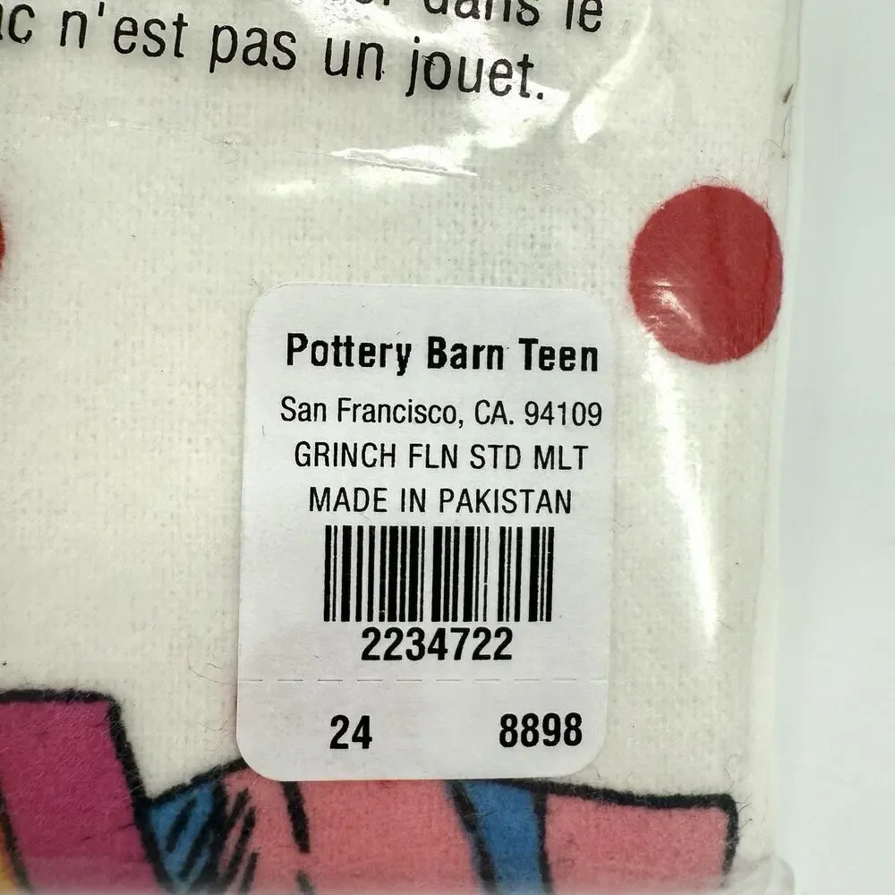 Pottery Barn Teen Dr. Seuss's Grinch Cotton Standard Pillowcase Sham New!